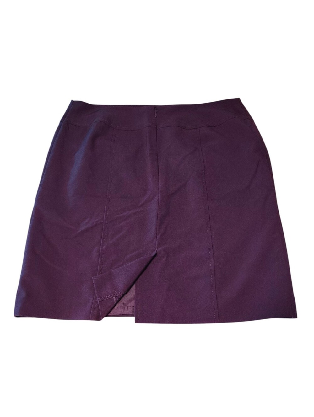 Worthington Dark Purple Straight Mini Skirt Lined SZ 12 Petite Officewear - Picture 6 of 8